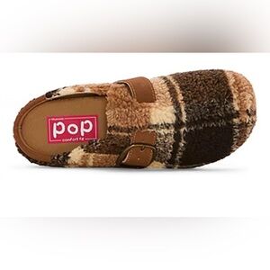 Pop Women’s Theah Plaid Fuzzy & Cozy Round Toe Open Back Clogs Size 10M NWOT!